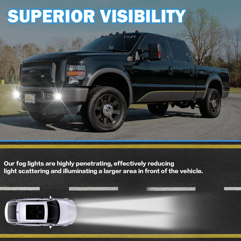 BOXLIGHT LED Fog Lights Assembly Compatible With Ford F250/F350/F450 2008-2010 Front Bumper Driving Fog Lamp Kits Fog Light - Image 2